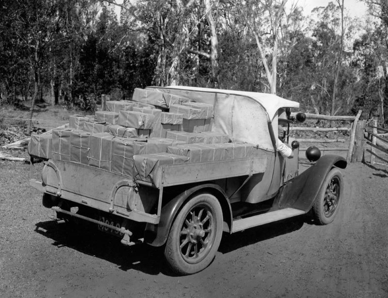 c. 1930. Delivering Cactoblastis eggs, Chinchilla, Queensland. Photo source: State Library of Queensland. Public domain.